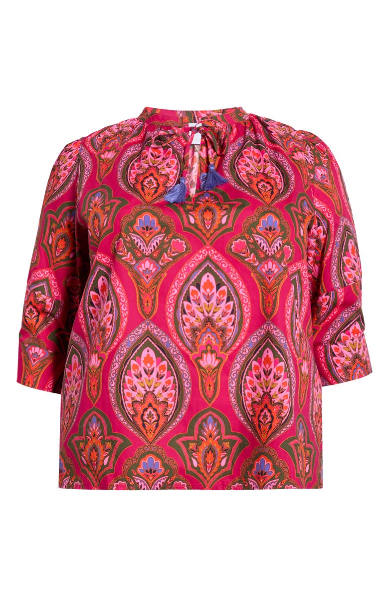 SUGARLIPS Azura Paisley Irina Split Neck Top, Alternate, color, Berry-Multi