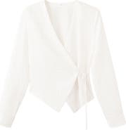 MANGO TEEN Long Sleeve Wrap Front Top