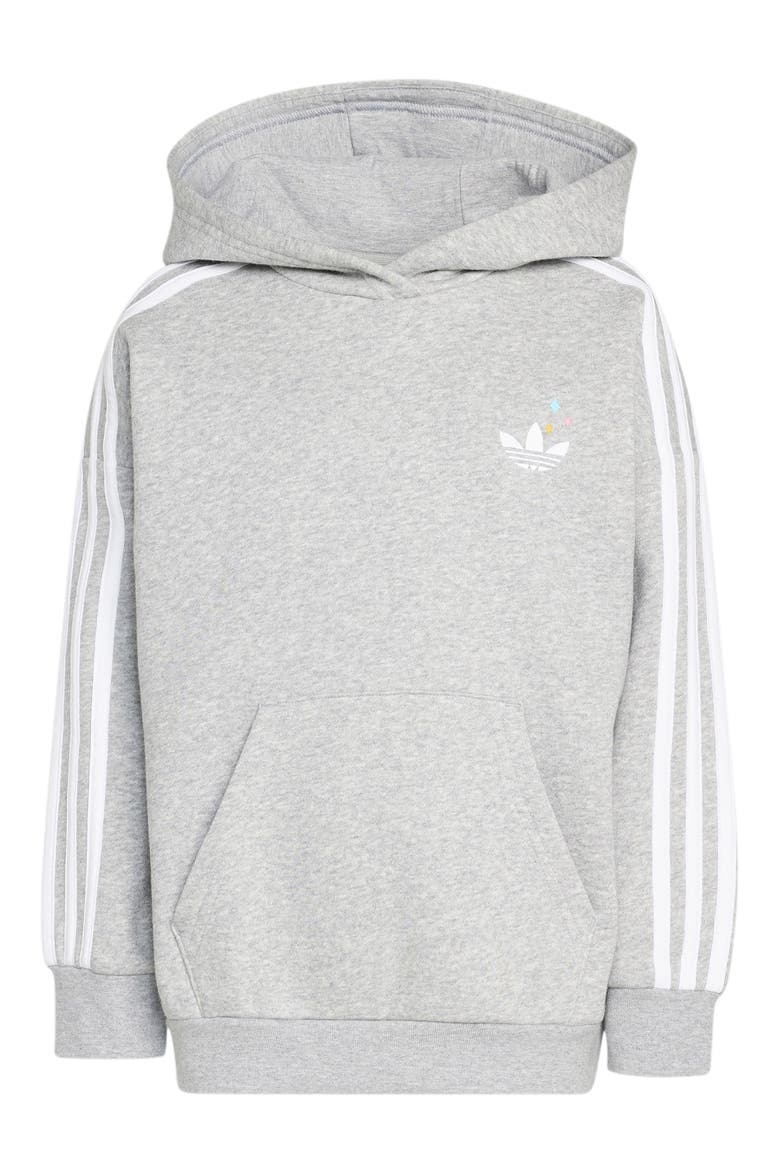Kids' 3-Stripes Hoodie, Main, color, MED GREY HEATHER
