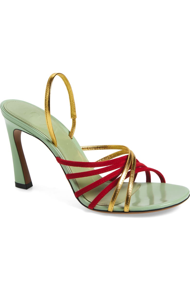 Marni New Wave Slingback Sandal, Main, color, Z0938 Green/ Red/ Gold