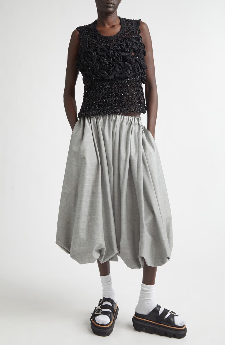 Tao Comme des Garçons Yarn Dyed Crop Tropical Wool Balloon Pants, Alternate, color, Top Gray