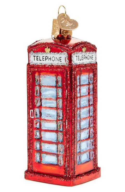 English Phone Booth Glass Ornament