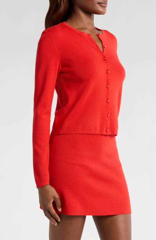 Shop Wayf Carly Rib Cardigan In Scarlet