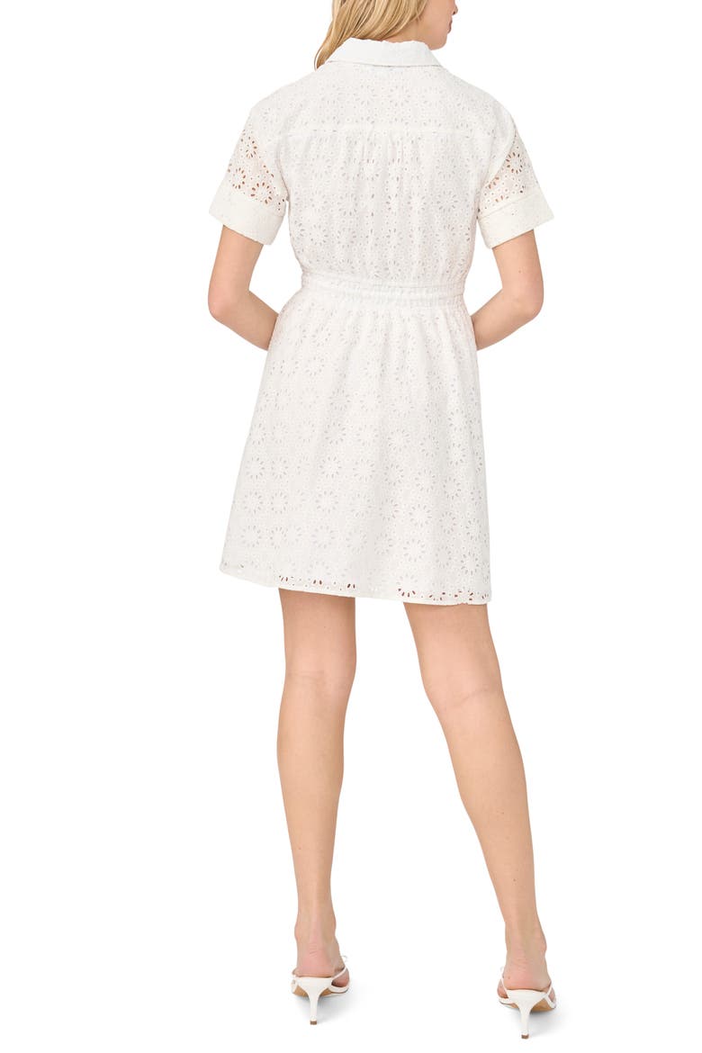 Eyelet Cotton Minidress, Alternate, color, ULTRA WHITE