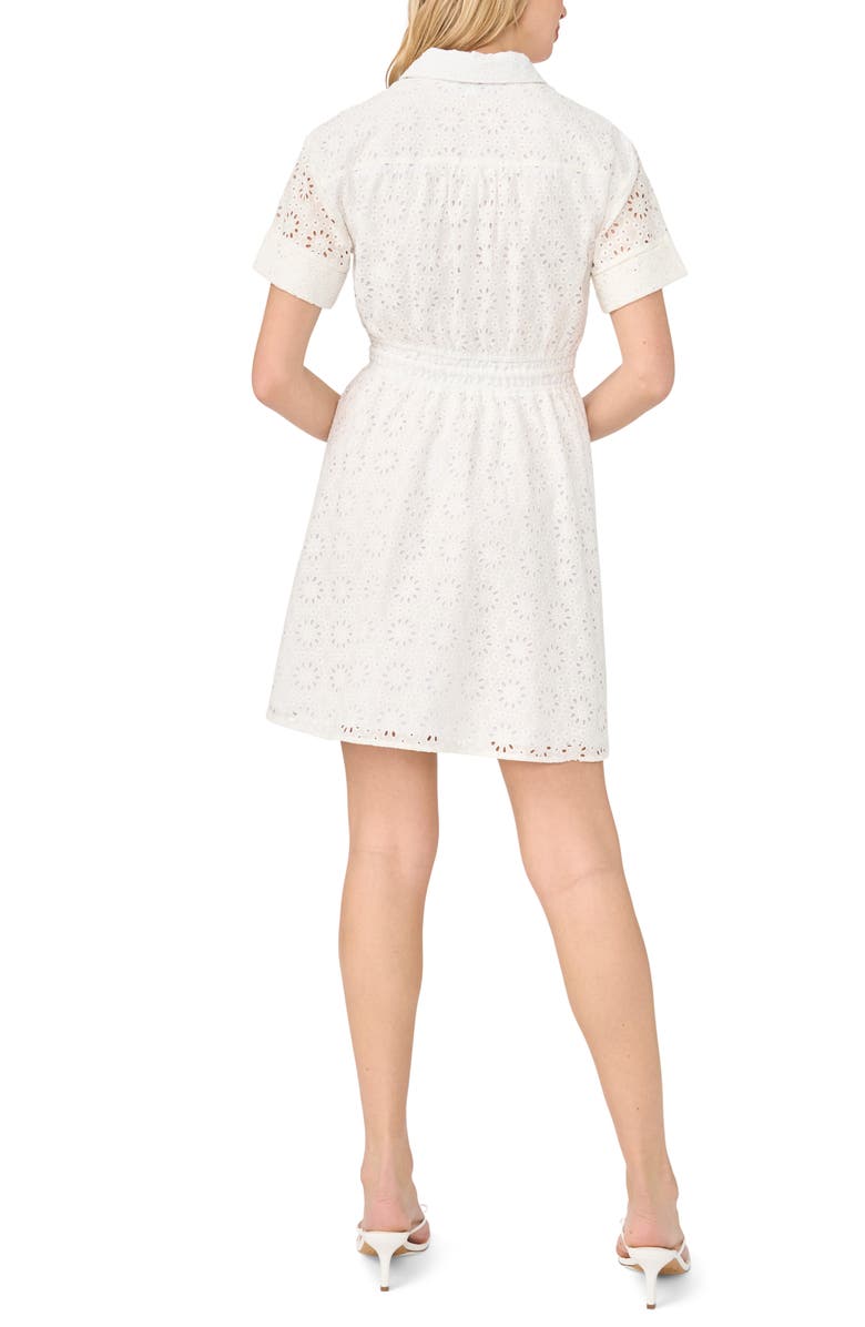 CeCe Eyelet Cotton Minidress, Alternate, color, Ultra White