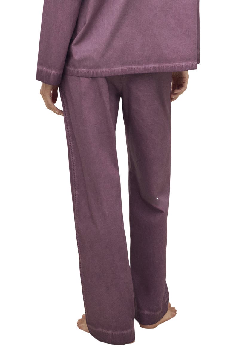 MANGO Garment-Dyed Cotton Pajama Pants, Alternate, color, Plum