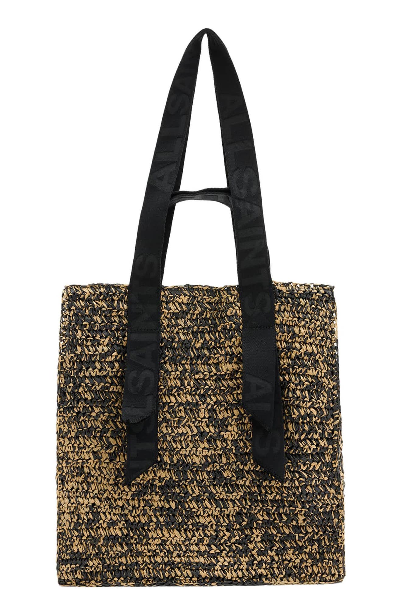 Lullah Straw Tote Bag, Alternate, color, BISCUIT/BLACK