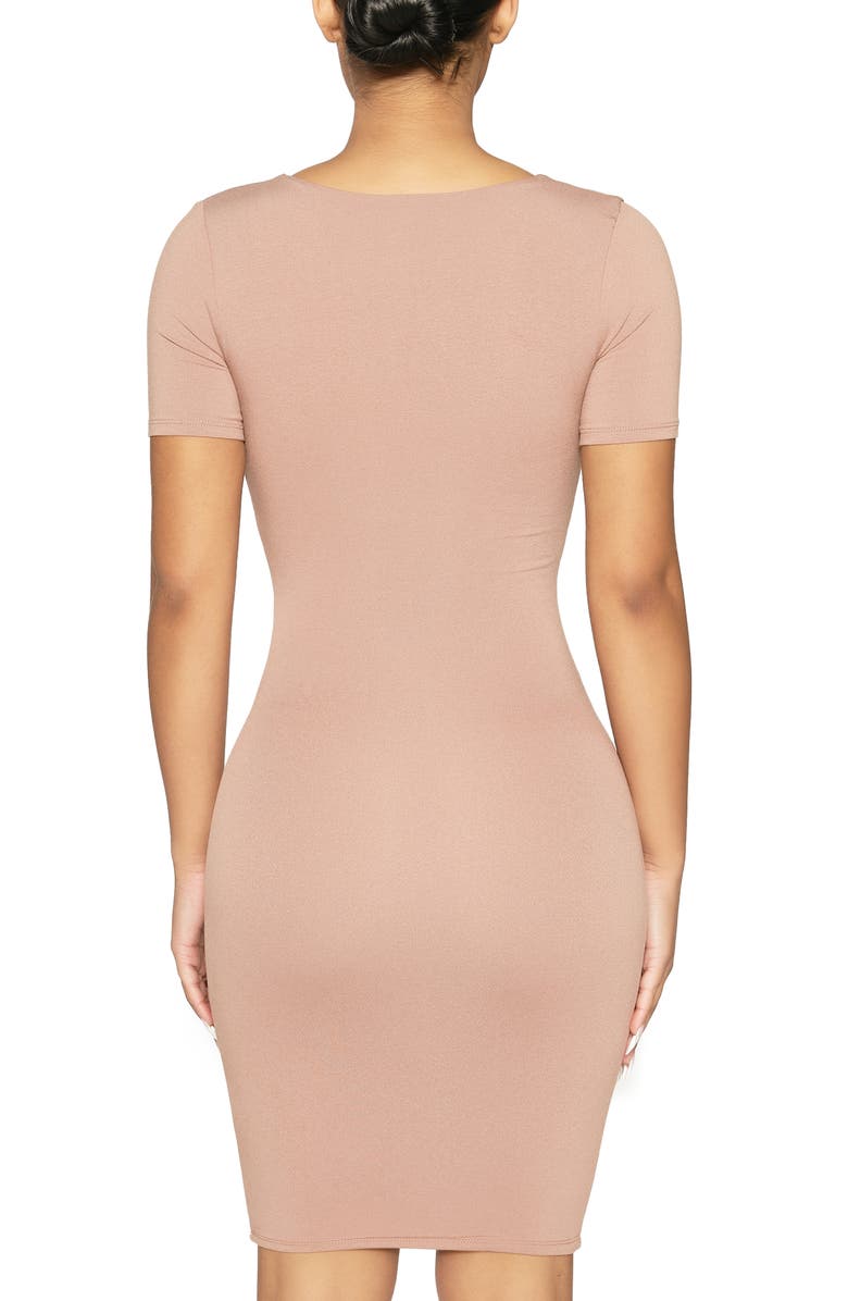 N BY NAKED WARDROBE Ruched Bust Short Sleeve Minidress, Alternate, color, Coco