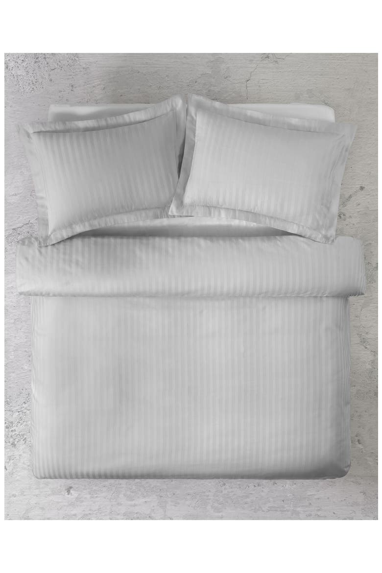 Stripe Sateen Duvet Cover & Sham Set, Alternate, color, GREY