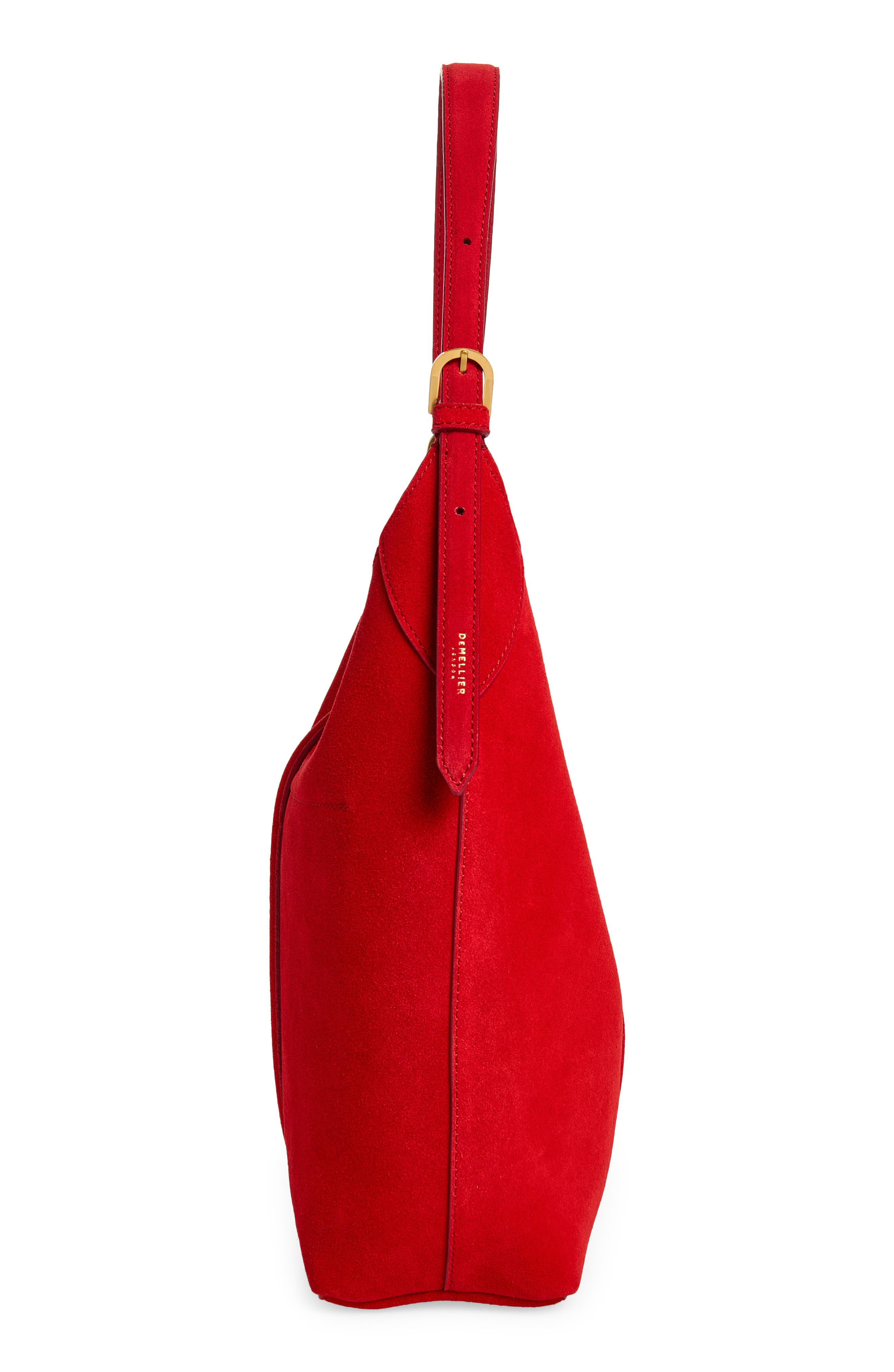 The Siena Suede Bucket Bag, Alternate, color, BERRY RED
