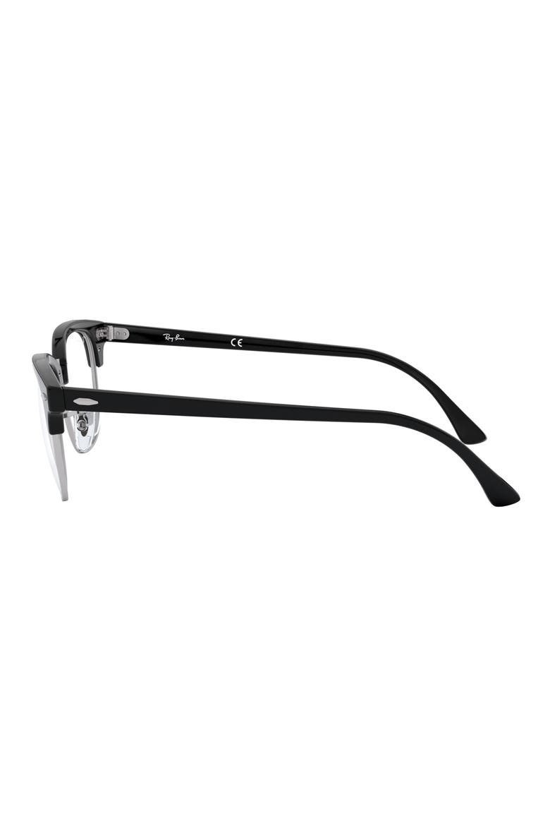 53mm Square Clubmaster Optical Glasses, Alternate, color, BLACK