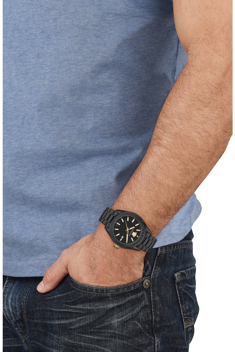 V-Code Bracelet Watch, 36mm, Alternate, color, BLACK