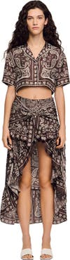 SANDRO Bandana print short skirt