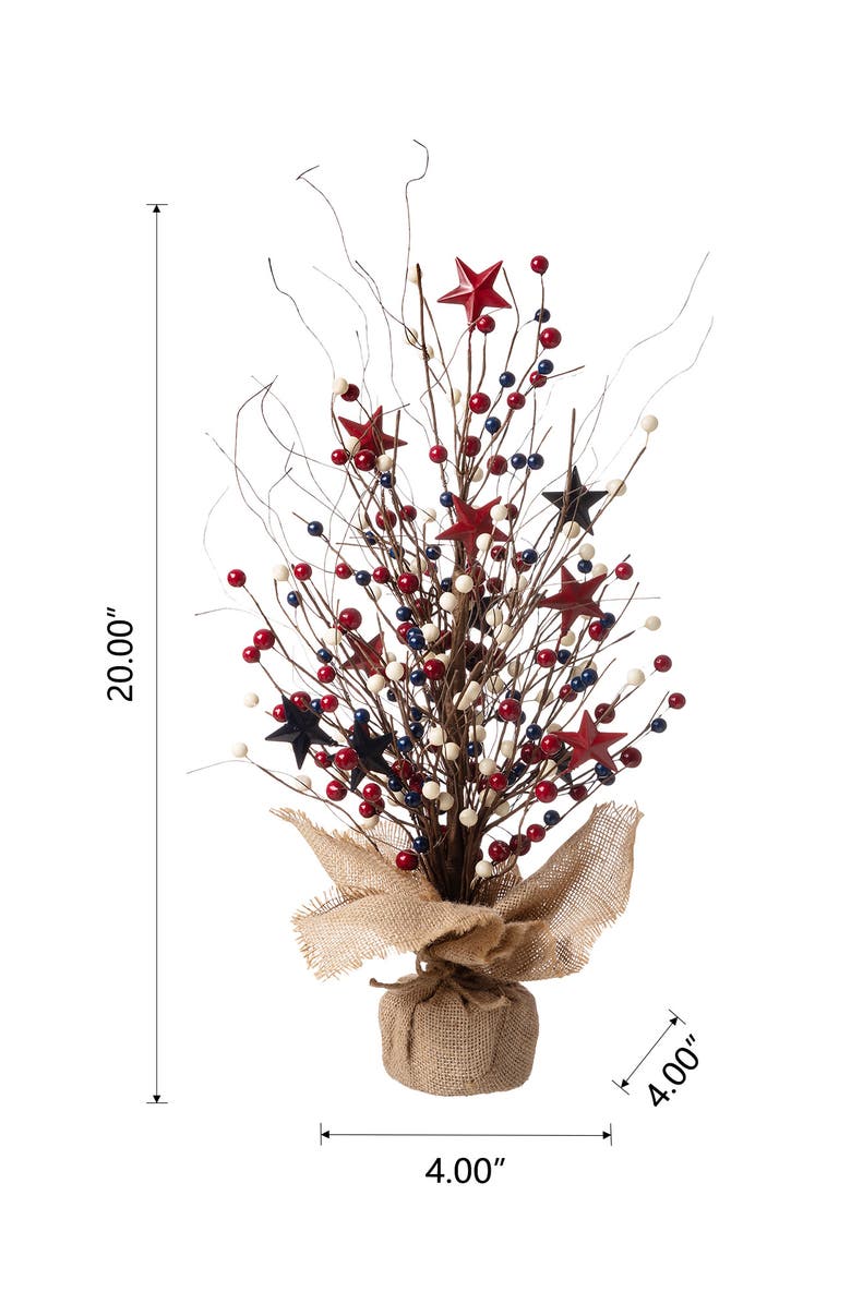 Glitzhome 20"H Patriotic Americana Berry or Hat Table Tree, Alternate, color, Brown