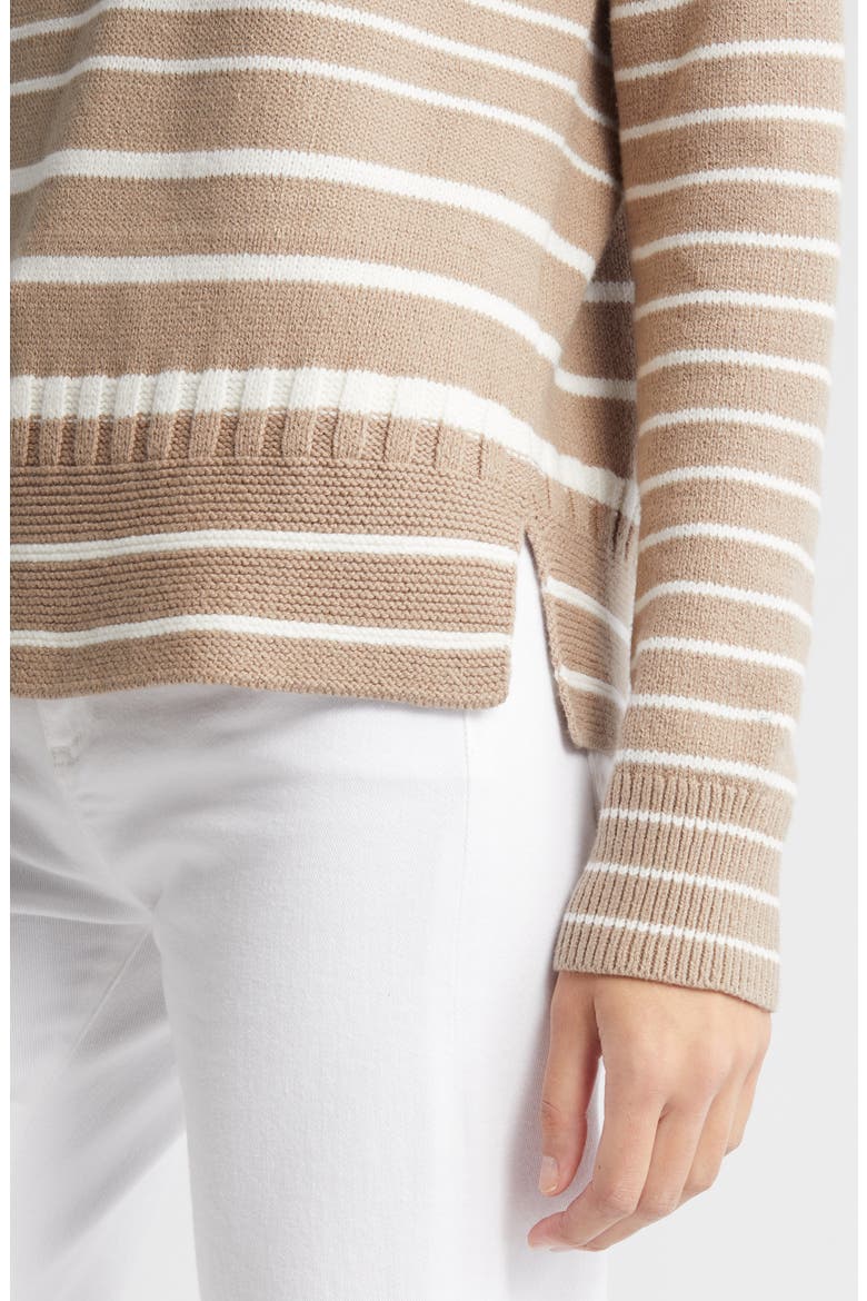 Stripe Boatneck Sweater, Alternate, color, TAN COBBLESTONE- IVORY STRIPE