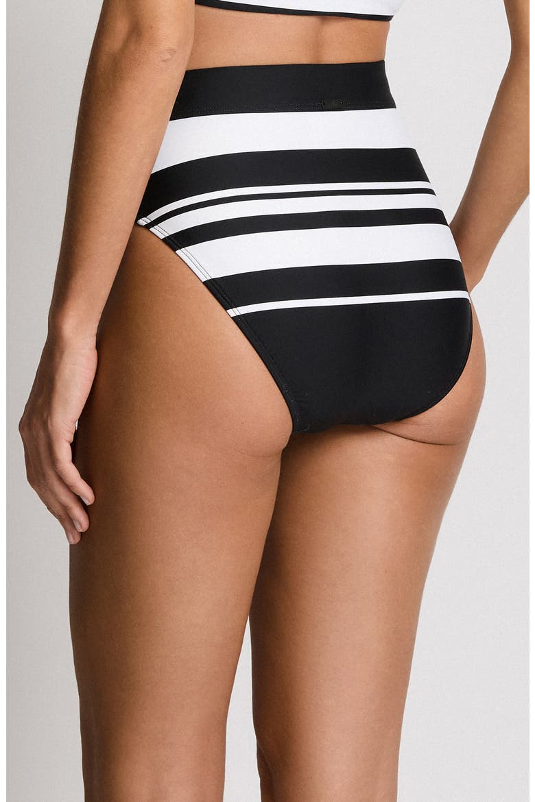 Banded High Waist Bikini Bottoms, Alternate, color, BLACK/WHITE