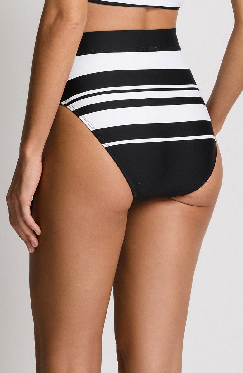 Lauren Ralph Lauren Banded High Waist Bikini Bottoms, Alternate, color, Black/White