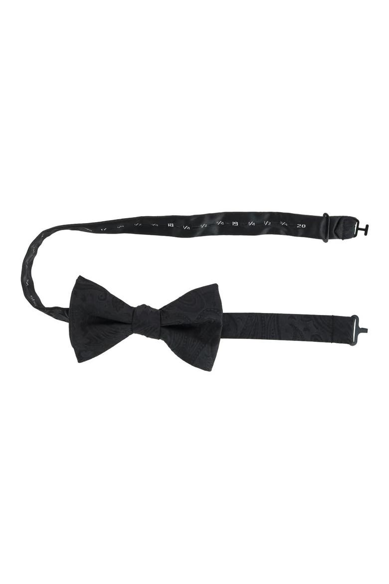 Banbury Pre-Tied Silk Bow Tie, Alternate, color, BLACK