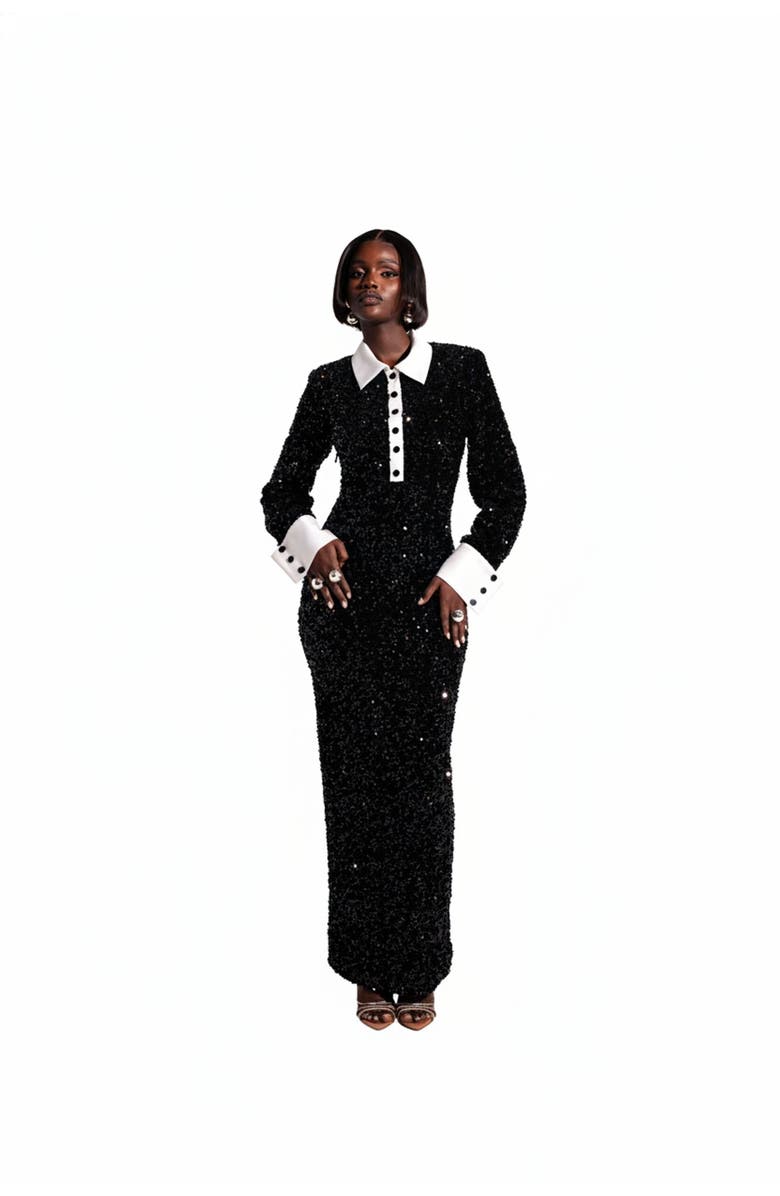 OFUURE Rei Sequin Maxi Dress, Main, color, Black