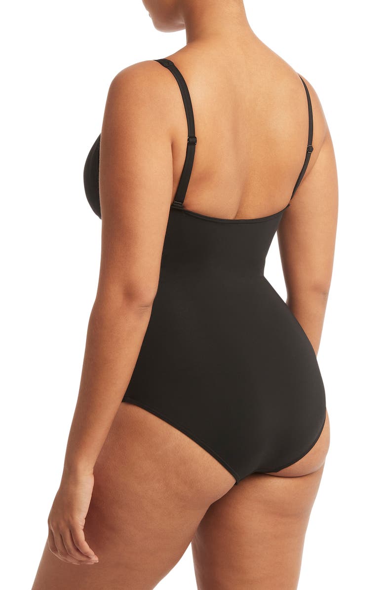 Sea Level Cross Front One-Piece Swimsuit, Alternate, color, Black