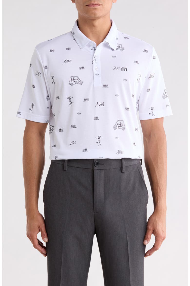 Golf Sucks Performance Polo, Main, color, WHITE