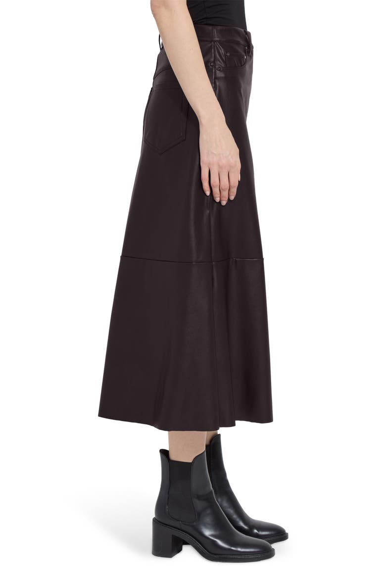 Warren A-Line Faux Leather Midi Skirt, Alternate, color, DOUBLE ESPRESSO