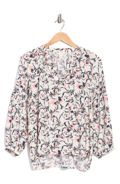 Long Sleeve Printed Popover Top