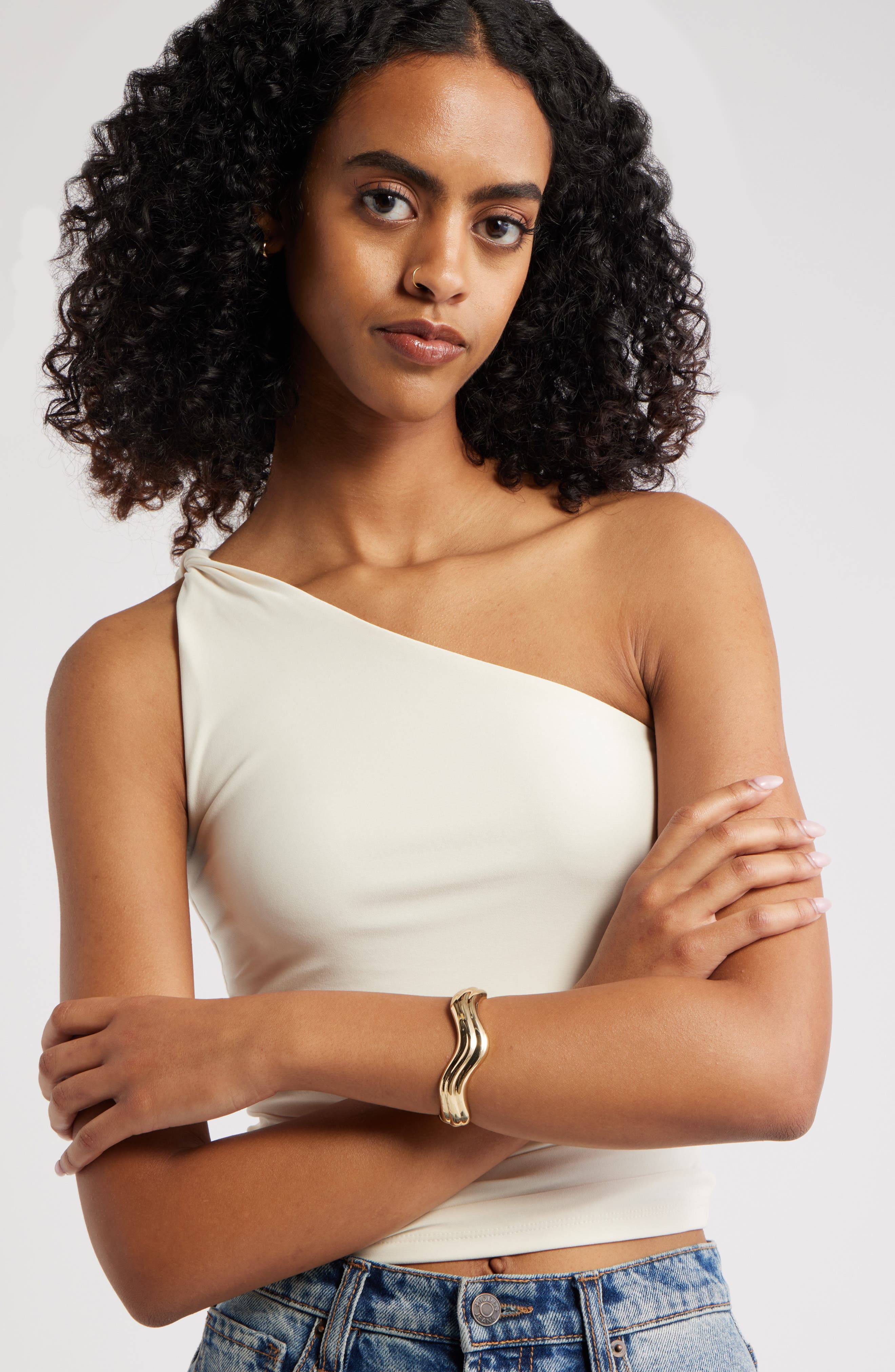 Open Edit Polished Wavy Hinge Bracelet (Women) | Nordstromrack