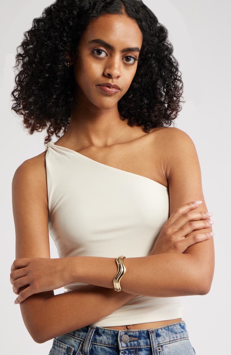 Open Edit Polished Wavy Hinge Bracelet, Alternate, color, Gold