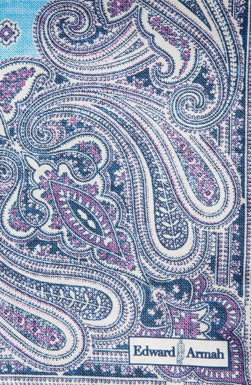 Edward Armah Persian Print Silk Pocket Square In Sky