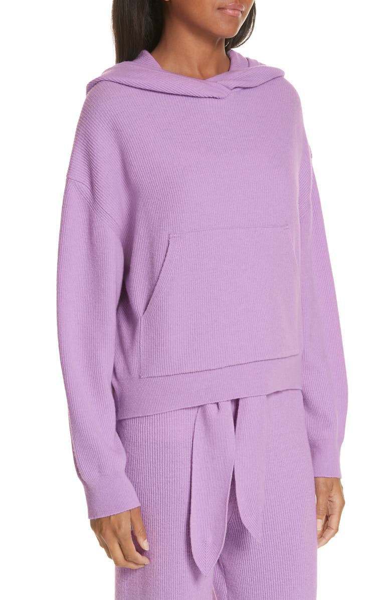 Nanushka Merino Wool & Cashmere Blend Crop Hoodie, Alternate, color, 