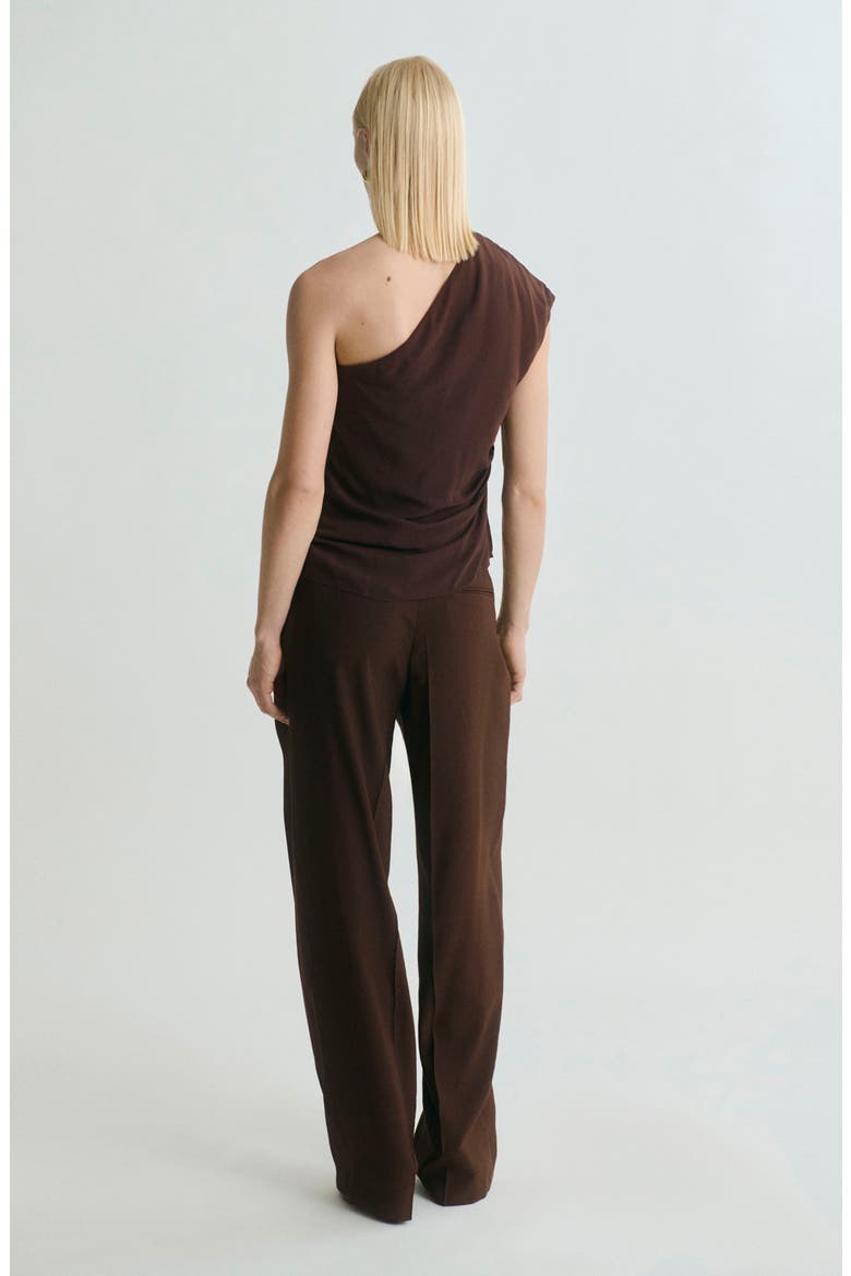 Pleated Straight Leg Pants, Alternate, color, CHOCOLATE