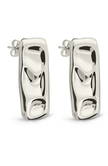 Sterling Forever Monet Molten Bar Stud Earrings In Silver