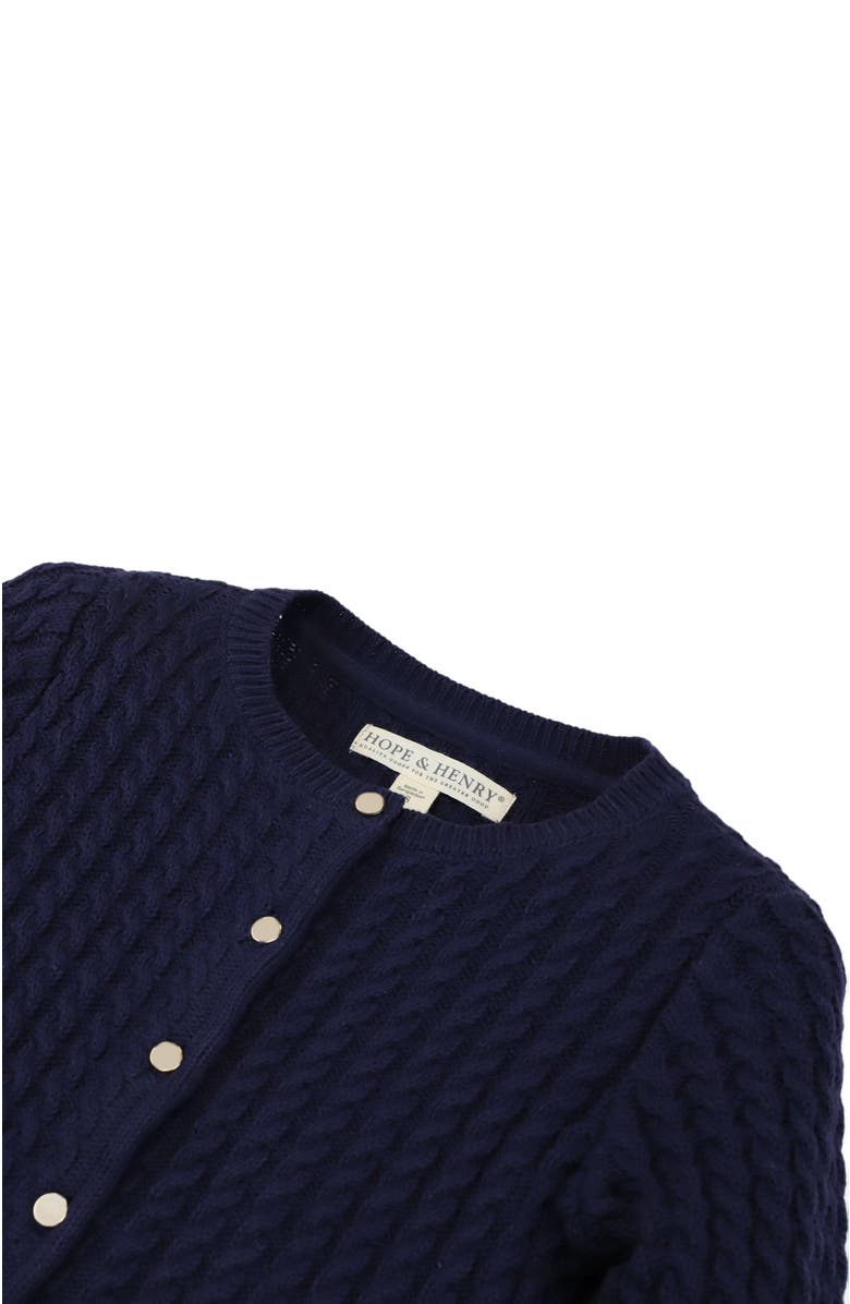 Hope & Henry Organic Long Sleeve Classic Cable Cardigan Sweater, Alternate, color, Navy Cable