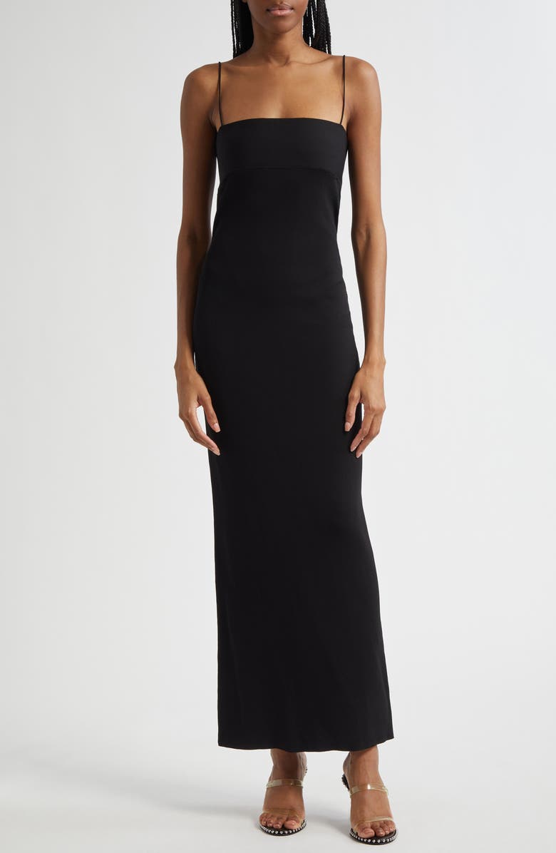 Alexander Wang Logo Jacquard Maxi Slipdress, Main, color, Black