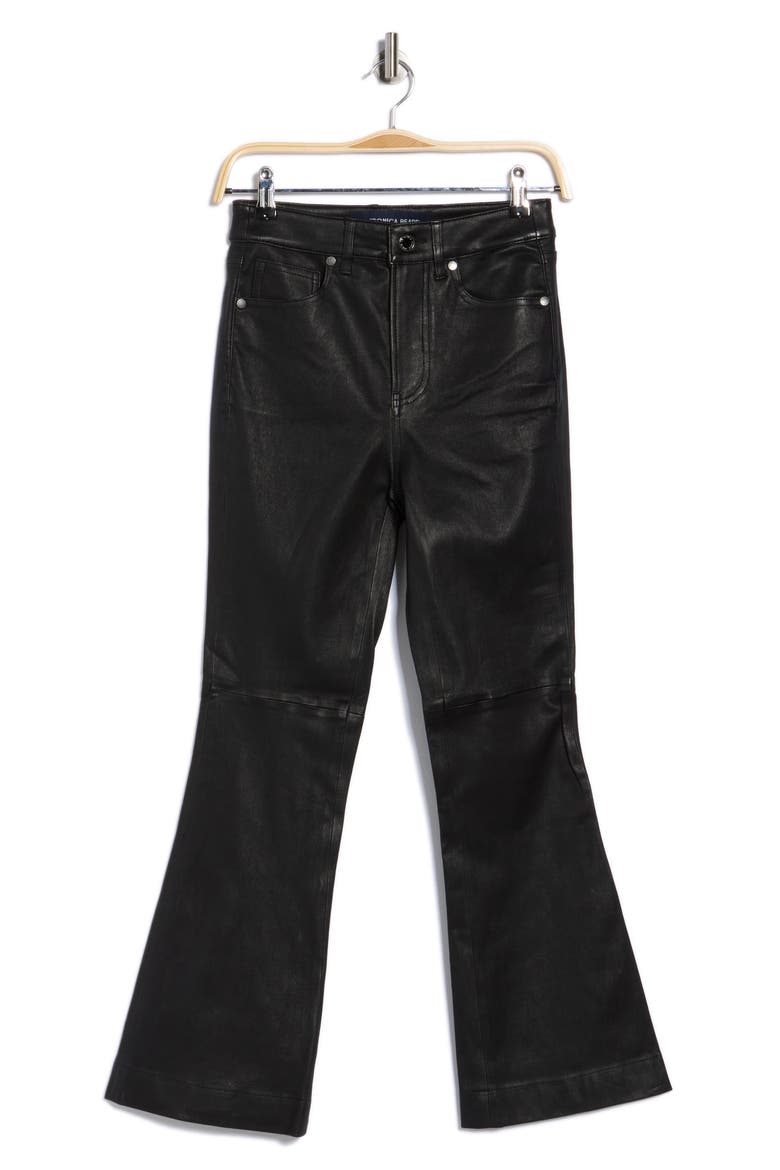 Carson High Waist Ankle Flare Leather Pants, Alternate, color, BLACK