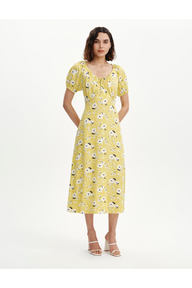 Regular Jada Puff Sleeve Midi Dress, Main, color, Green Floral
