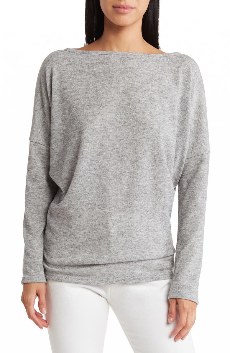 GO COUTURE Boatneck Dolman Sweater, Main, color, Ivory Print 1