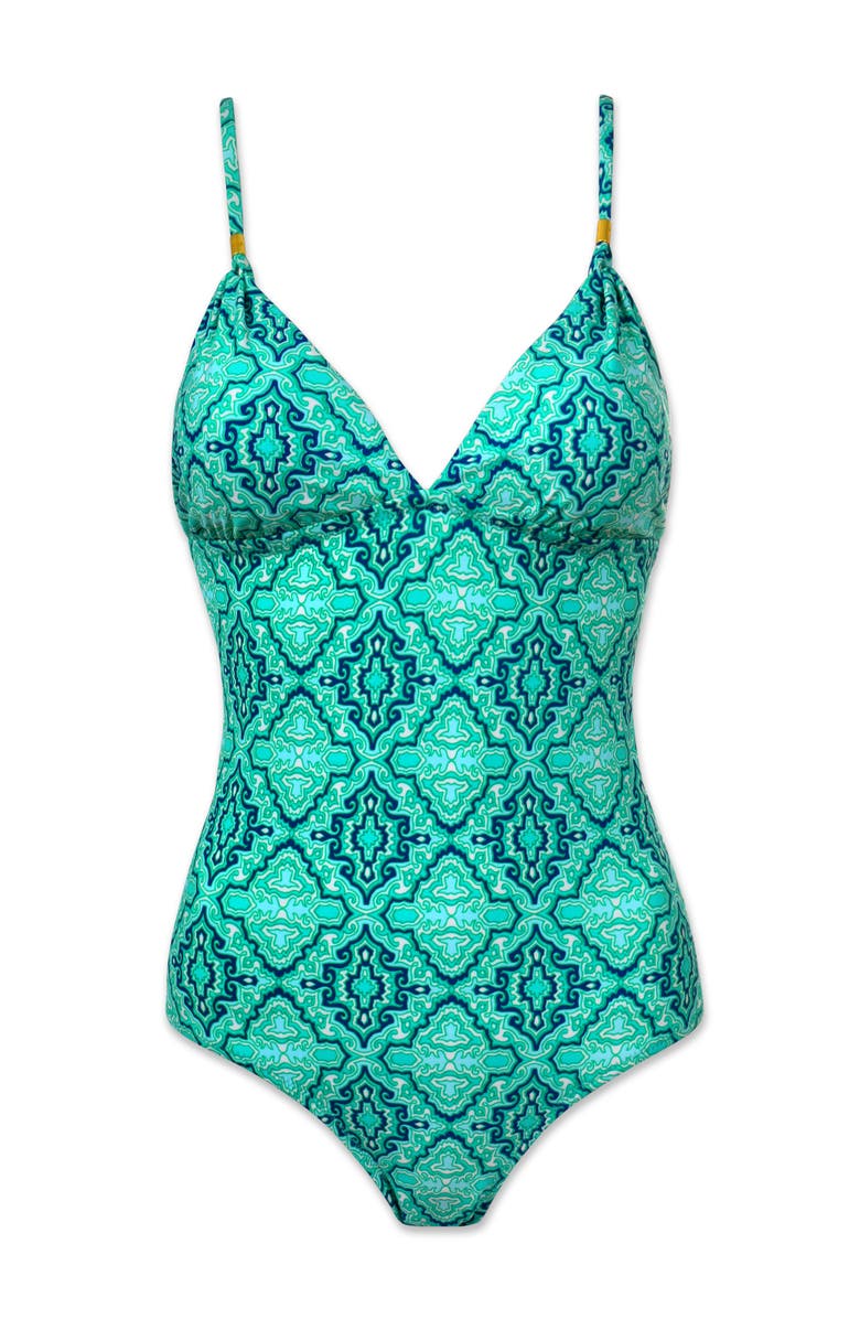 HELEN JON Tie Back One-Piece, Alternate, color, Marbella Tile