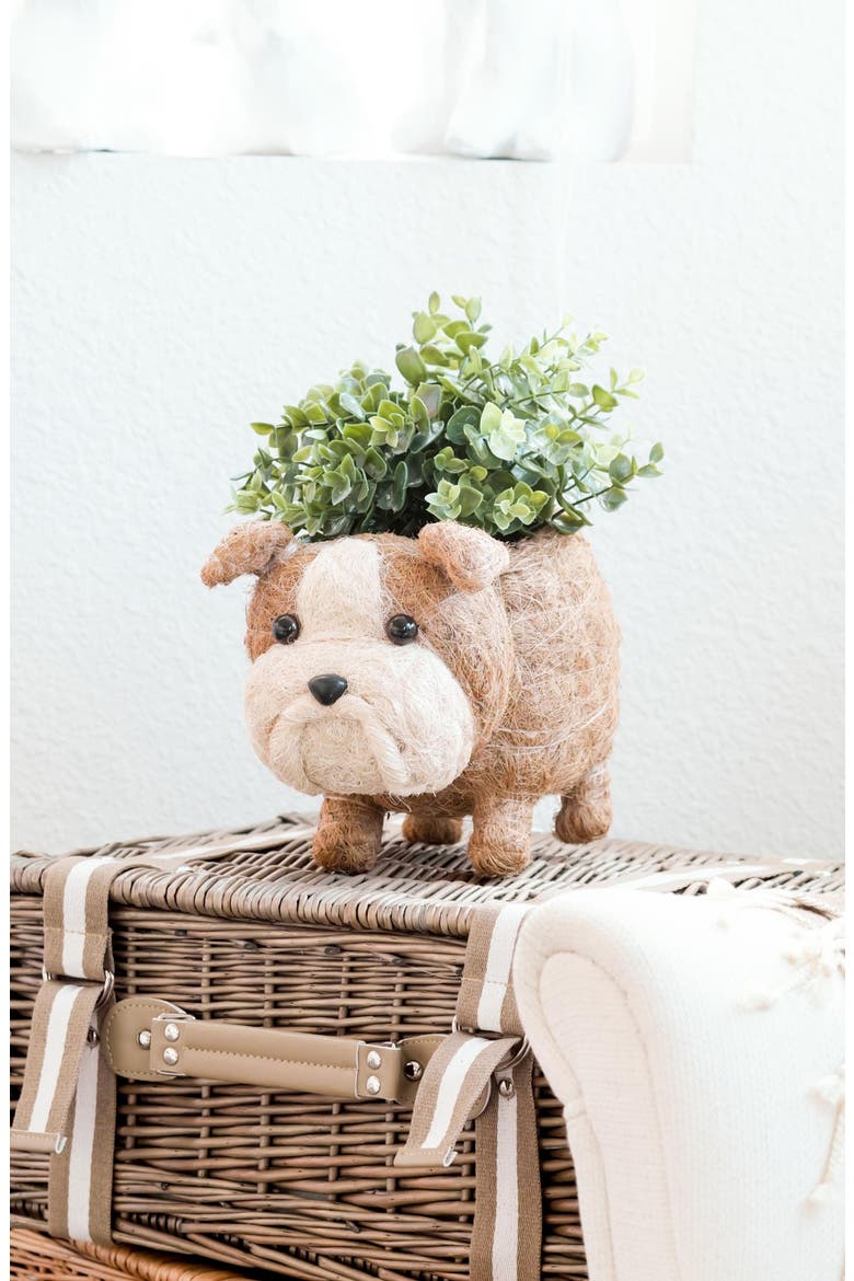 English Bulldog Handwoven Planter, Alternate, color, BROWN / WHITE