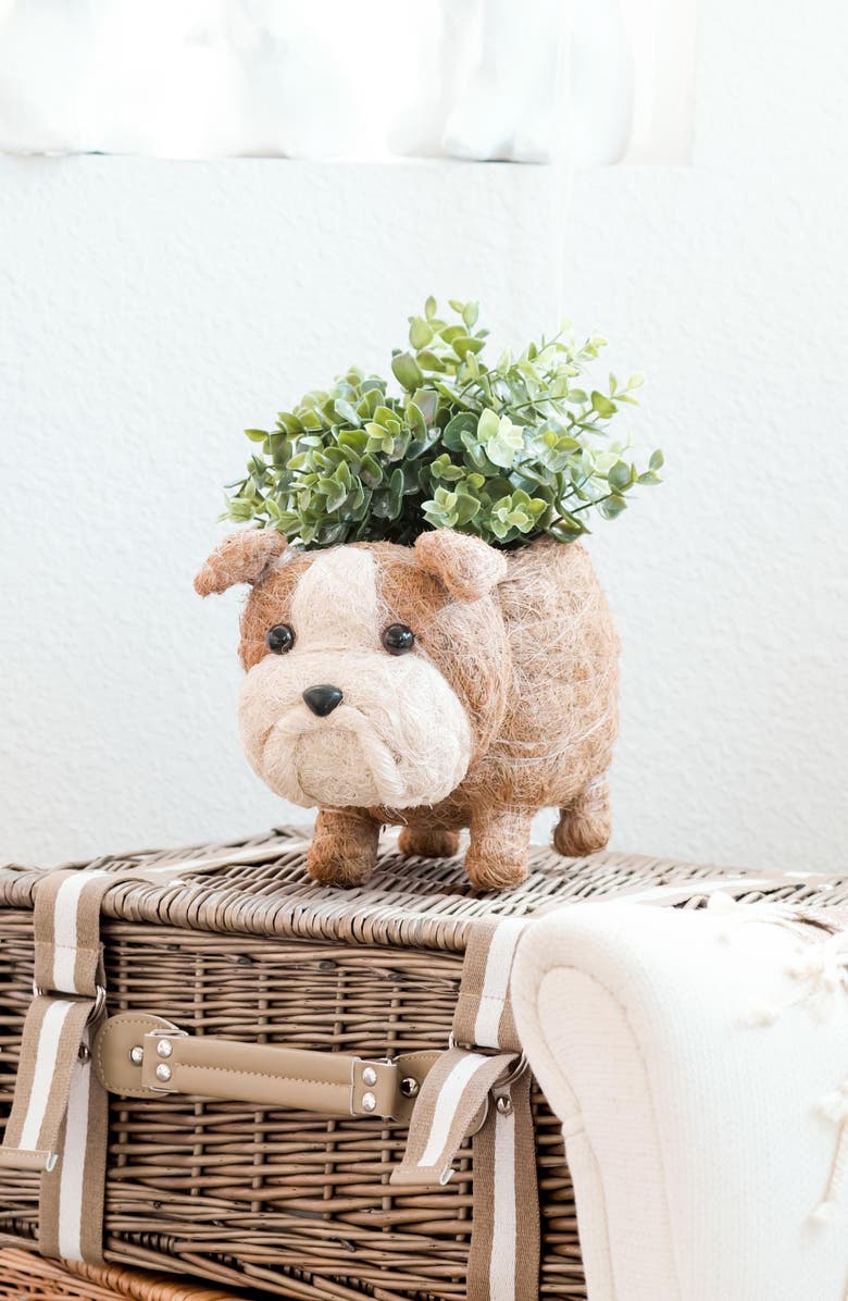 LIKHA English Bulldog Handwoven Planter, Alternate, color, Brown / White