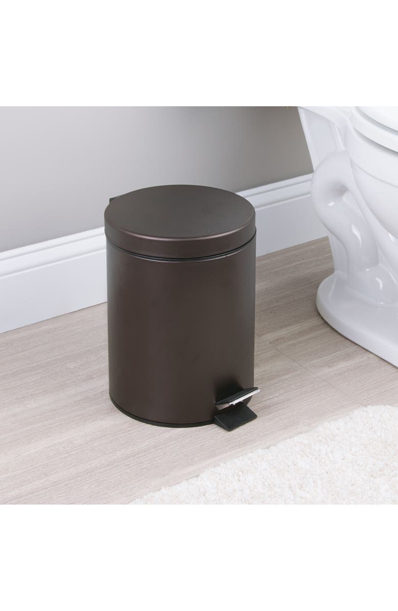 iDesign Round 1.3 Gallon Steel Step Trash Can - Set of 2 - Bronze, Alternate, color, 