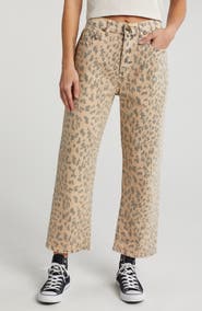THE GREAT. The Wayne Leopard Print Crop Straight Leg Jeans