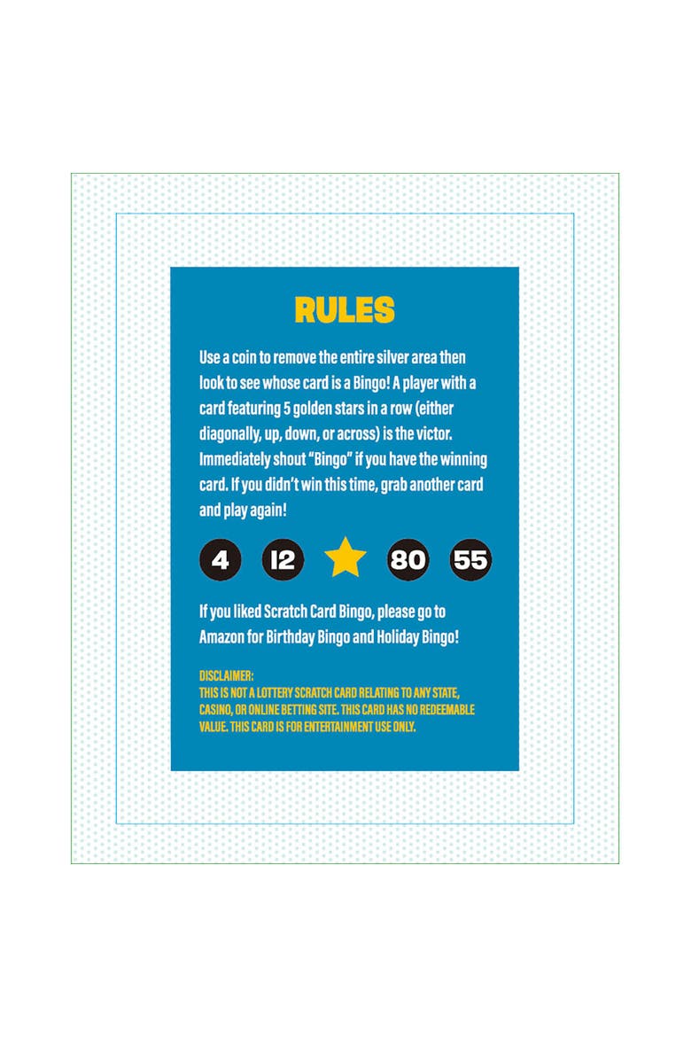 Bingo Scratch Card Game Party Game, Alternate, color, Multicolored