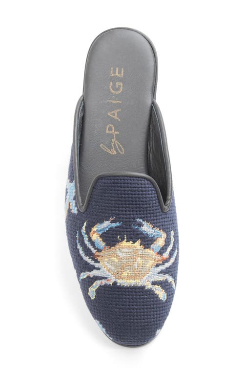 Bypaige Needlepoint Crab Mule In Navy