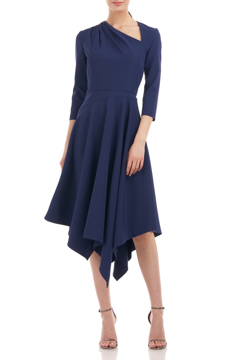 Norah Asymmetric Handkerchief Dress, Main, color, DEEP NAVY