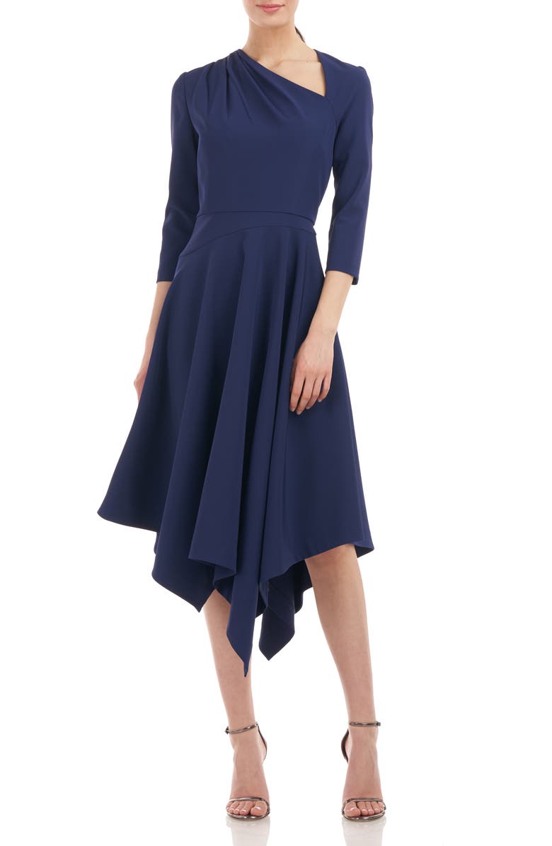Kay Unger Norah Asymmetric Handkerchief Dress, Main, color,