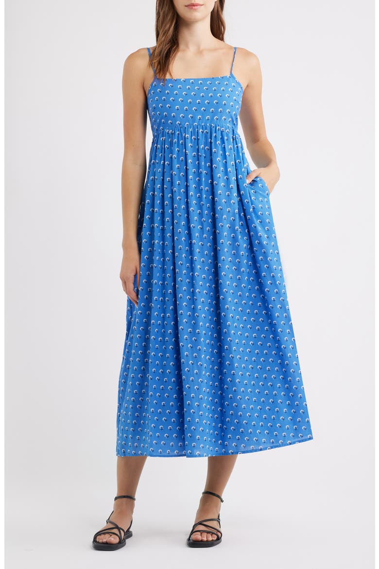 Empire Waist Midi Dress, Alternate, color, RETRO BLUE