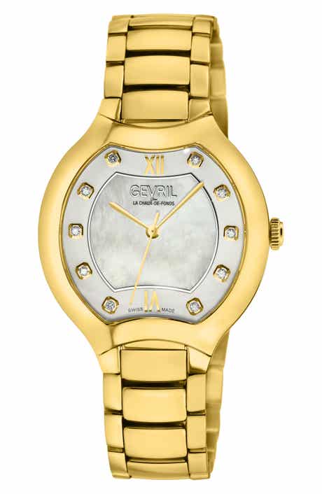 GEVRIL Lugano Swiss Diamond Watch, 35mm - 0.1ct.