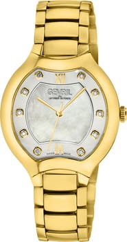 GEVRIL Lugano Swiss Diamond Watch, 35mm - 0.1ct.